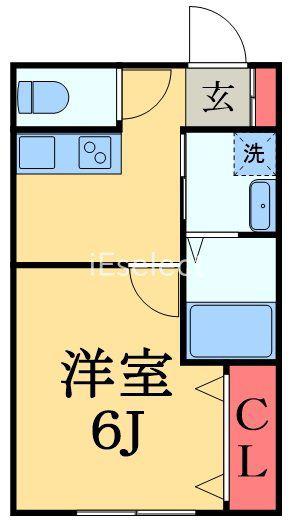 ノースパーク千葉(1K/2階)の間取り写真