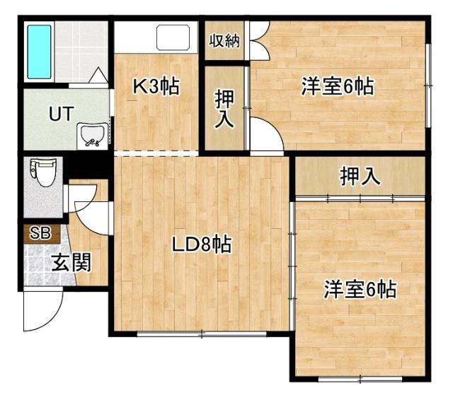 コーポなかよし(2LDK/1階)の間取り写真