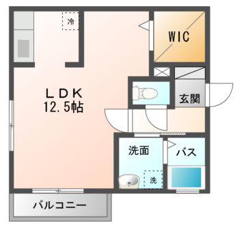 アゼリア吹上 B(ワンルーム/2階)の間取り写真