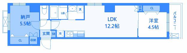 GRAND―MERE横浜大口(1SLDK/2階)の間取り写真