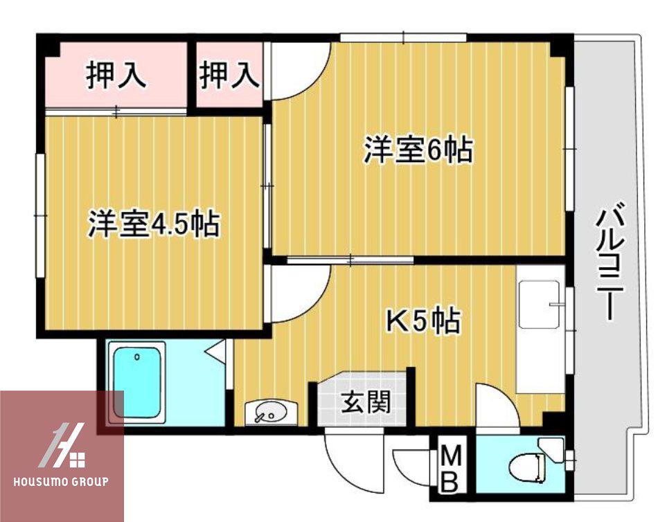 田野マンション(2K/1階)の間取り写真