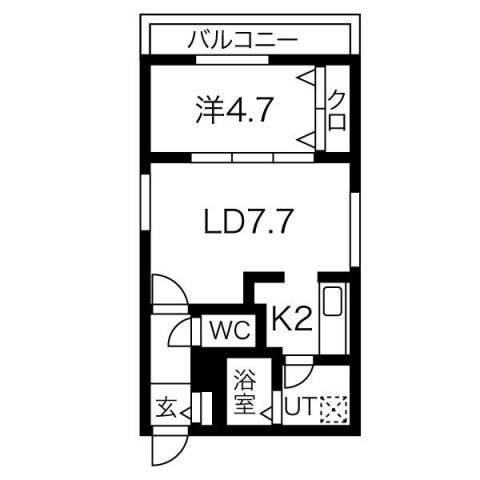 ブランシャール平岸(1LDK/4階)の間取り写真