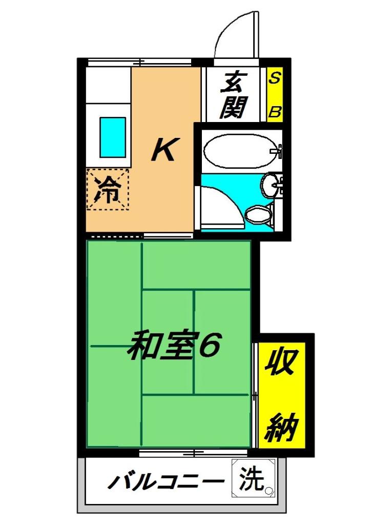 フジハイツ(1K/2階)の間取り写真