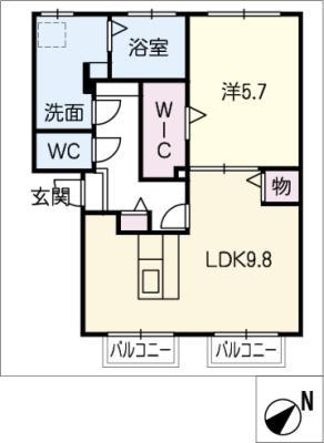 ASAKURA HEIGHTS(1LDK/1階)の間取り写真