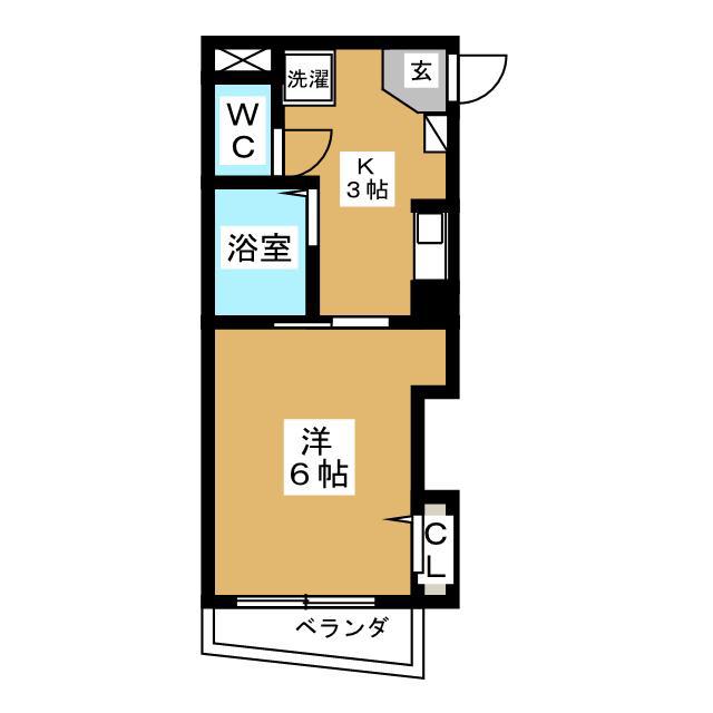 サンフロール(1K/2階)の間取り写真