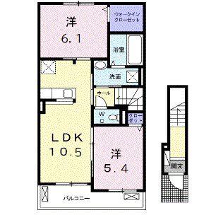 西武池袋線 ひばりケ丘駅(東京) バス乗車時間：12分 最寄りバス停で下車 徒歩5分 2階建 築2年(2LDK/2階)の間取り写真