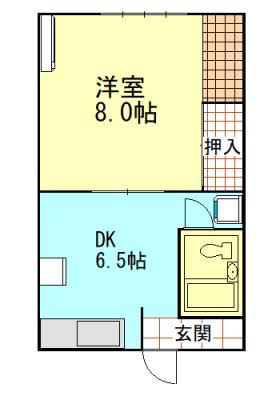 DOMIもとまち(1DK/1階)の間取り写真