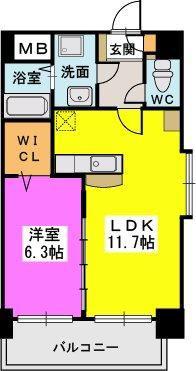 プレジデント正弥久留米駅前(1LDK/2階)の間取り写真