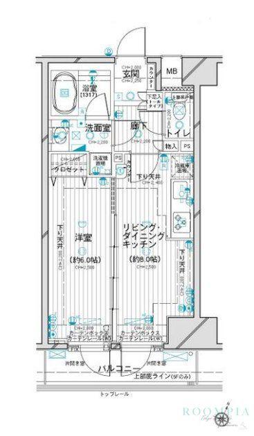 デュオ・スカーラ西新宿II(1LDK/5階)の間取り写真
