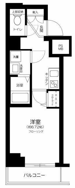 RISINGPLACE両国三番館(1K/6階)の間取り写真