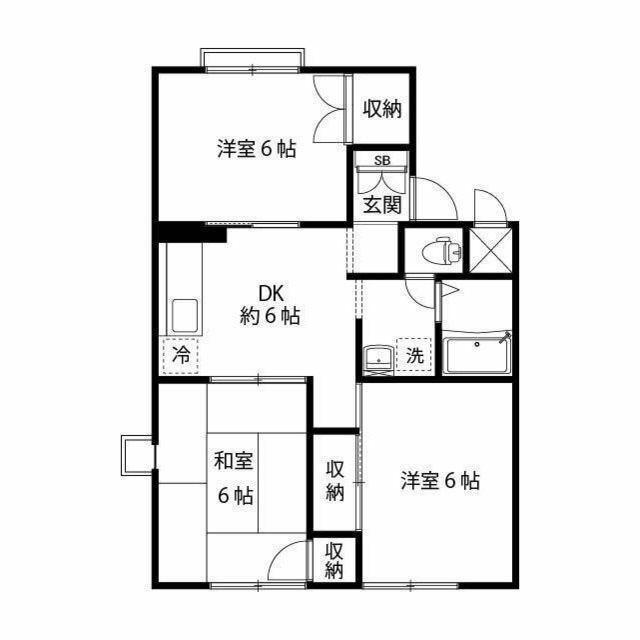 パークサイド清水(3DK/1階)の間取り写真