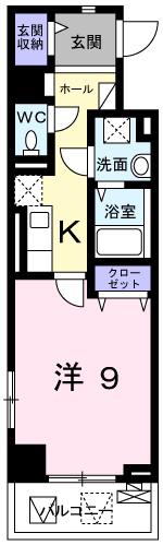 ジラソーレ花影(1K/5階)の間取り写真