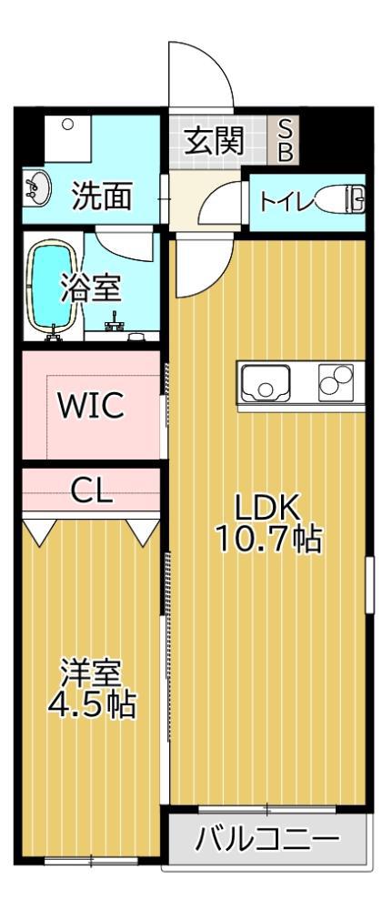 プレステージ永犬丸(1LDK/1階)の間取り写真