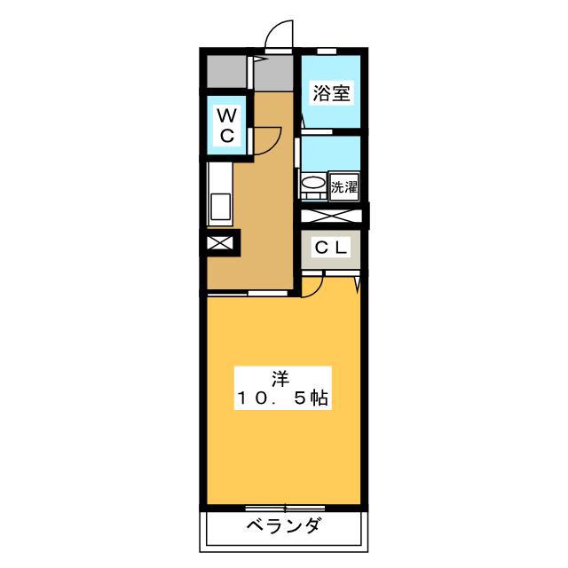 グランデュールII(1K/2階)の間取り写真
