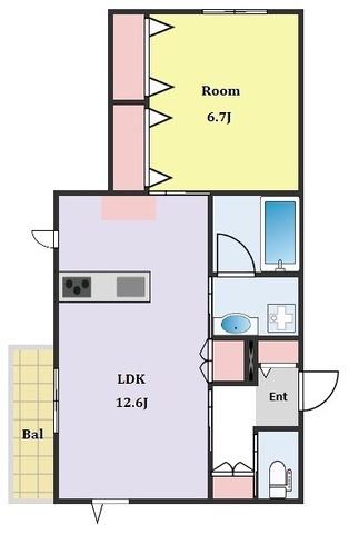 中町3丁目15番地メゾン(1LDK/1階)の間取り写真