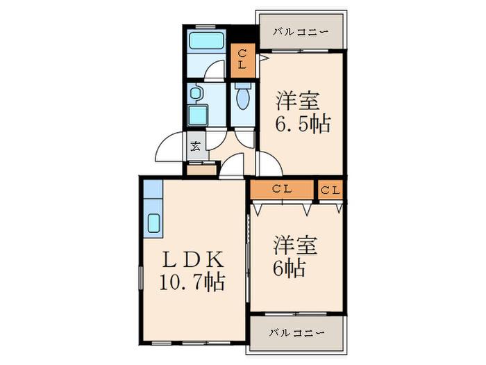 プレステ-ジ長尾(2LDK/1階)の間取り写真