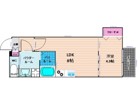 ブランシェ大橋(1LDK/4階)の間取り写真