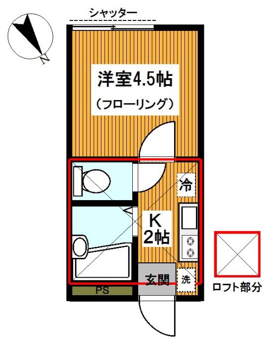 クリスタルハイツ(1K/1階)の間取り写真