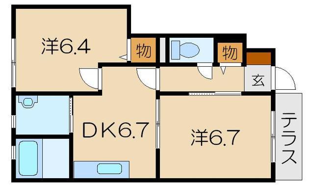ジュジュ(2DK/1階)の間取り写真