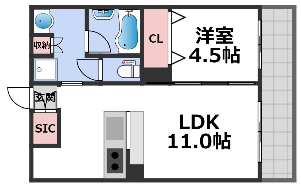 PARC深江南(1LDK/3階)の間取り写真