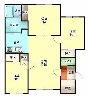ノースタウンA(3LDK/2階)の間取り写真