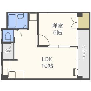 岩伸難波ハイツ(1LDK/5階)の間取り写真