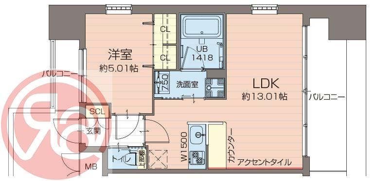 プレジオ難波EURO(1LDK/10階)の間取り写真