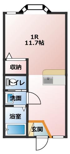 サクラメントハウス21(ワンルーム/2階)の間取り写真