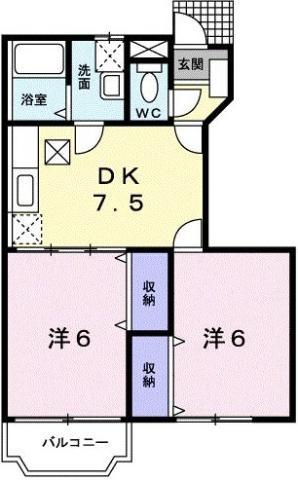 ソレイユ・ルヴァンA(2DK/1階)の間取り写真