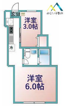 ベルビュー西谷(1DK/2階)の間取り写真