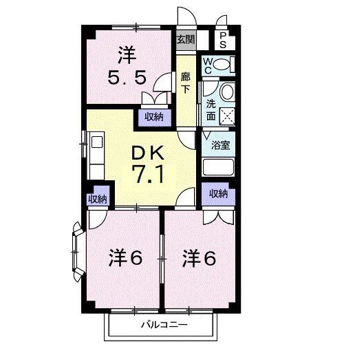 グリーン14(3DK/2階)の間取り写真