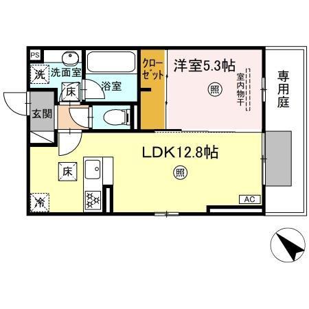 ヴィバーチェ(1LDK/1階)の間取り写真