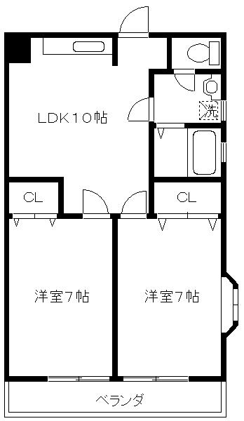 センチュリーマンション(2LDK/1階)の間取り写真