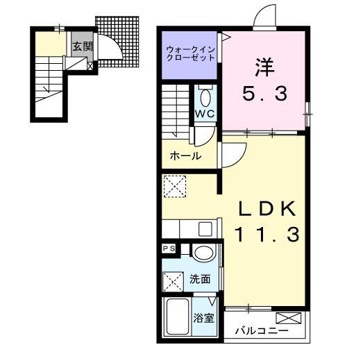 ライズ・トミヤ(1LDK/2階)の間取り写真