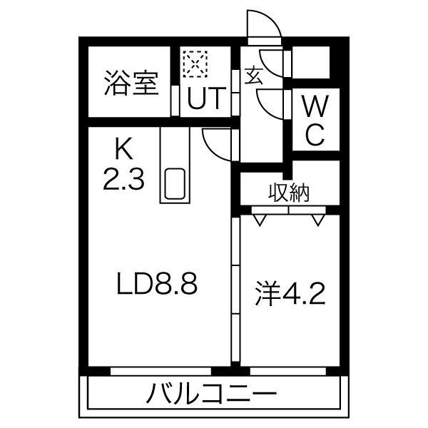 ヴィラ・アーバーナ桑園(1LDK/3階)の間取り写真