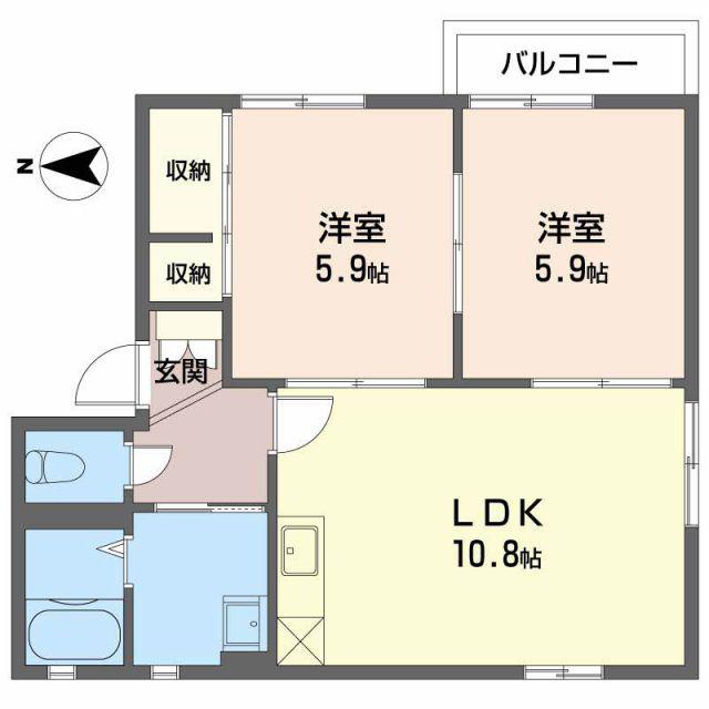ディアスA(2LDK/2階)の間取り写真