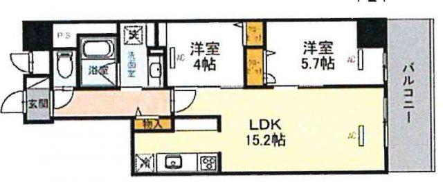 リアライズ天満橋(2LDK/11階)の間取り写真