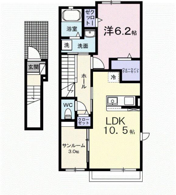フィオーレ エム(1LDK/2階)の間取り写真