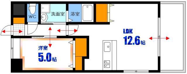 ベルパッソ横川弐番館(1LDK/13階)の間取り写真