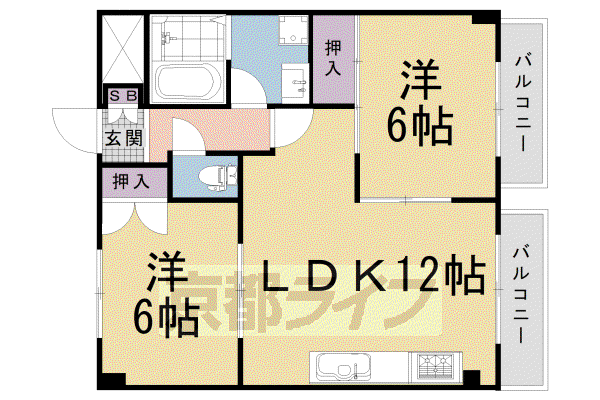 サンライツ河原町(2LDK/6階)の間取り写真