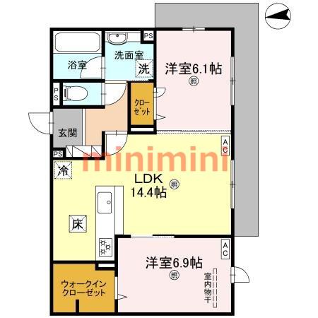 D-RESIDENCE南茨木II(2LDK/3階)の間取り写真