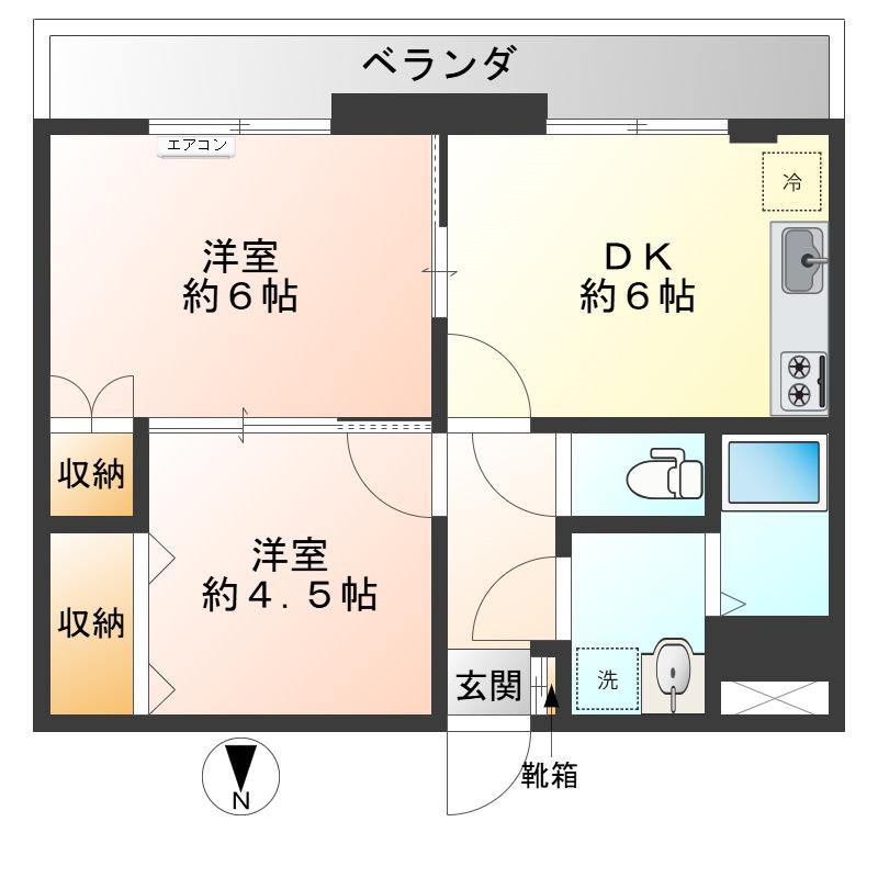 清水フラット(2DK/3階)の間取り写真