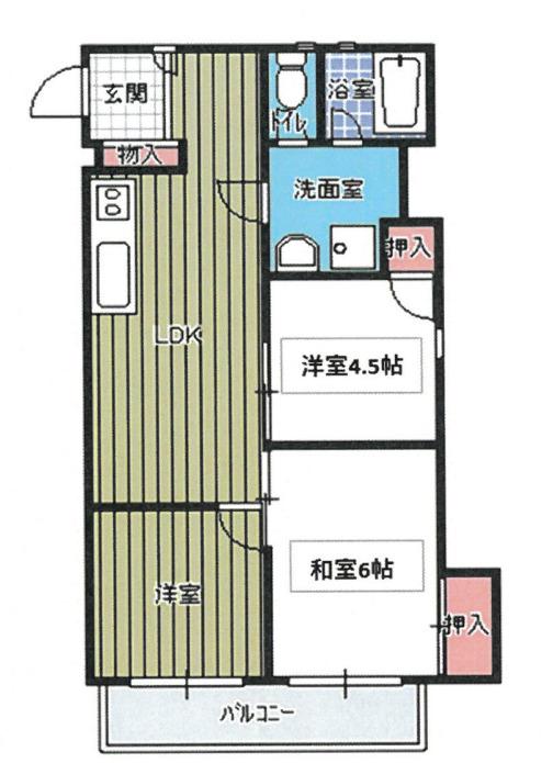 グランディア武庫之荘(3LDK/2階)の間取り写真