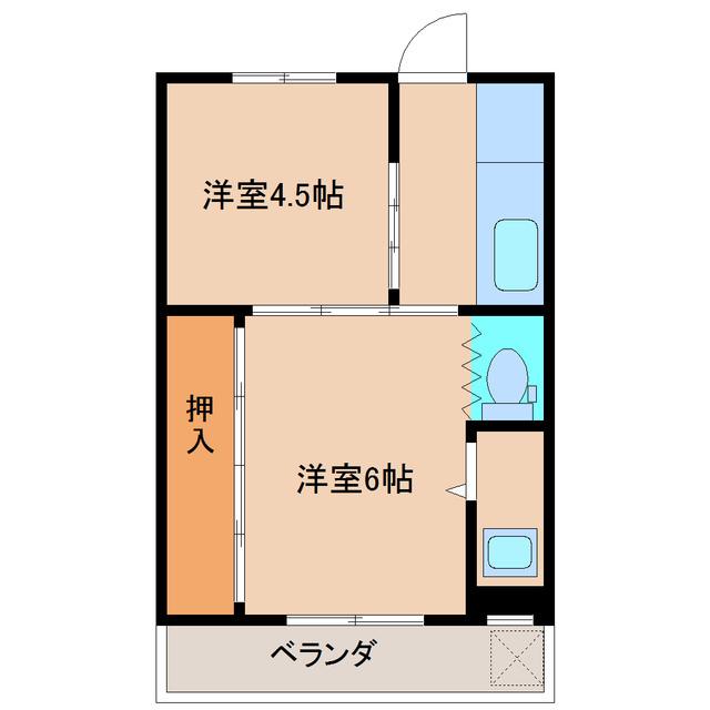 フェリオ東上関(2K/3階)の間取り写真
