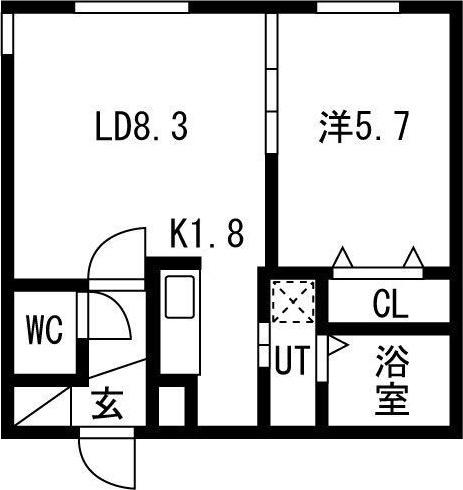 RELATE中の島(1LDK/3階)の間取り写真