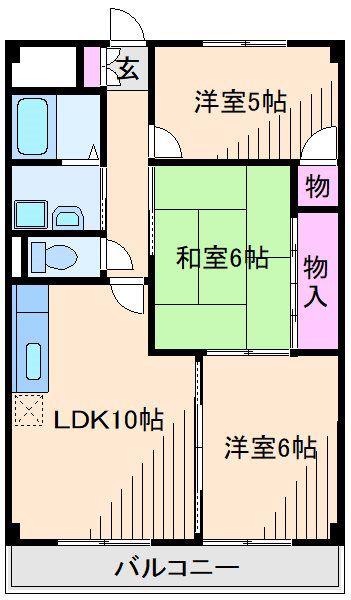ラフィーネ港北II(3DK/3階)の間取り写真