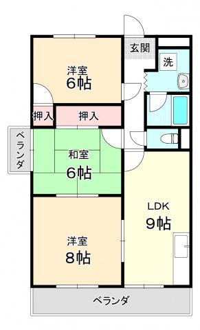 町屋ライフA(3LDK/4階)の間取り写真