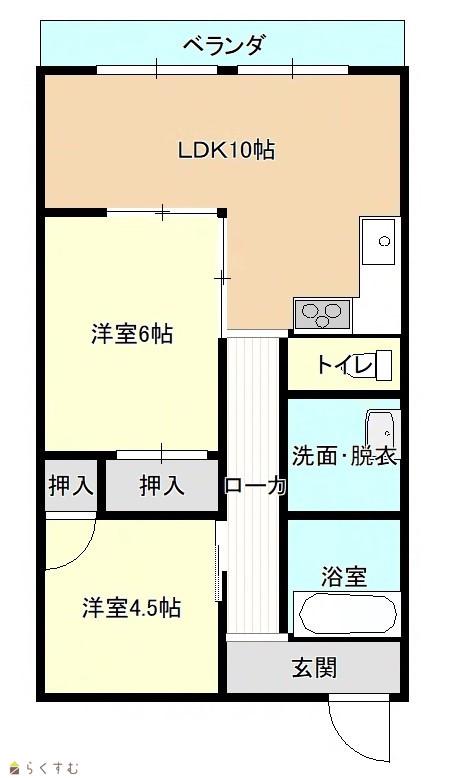 メゾン信濃(2LDK/5階)の間取り写真