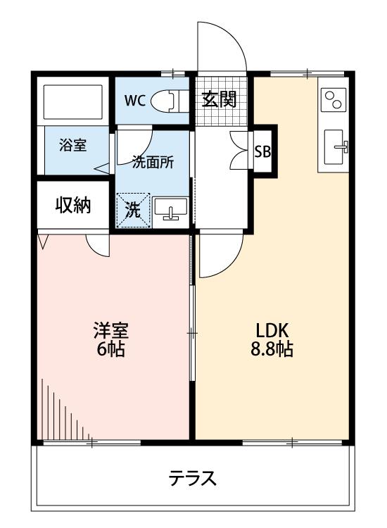 ハイツボヌール B棟(1LDK/1階)の間取り写真