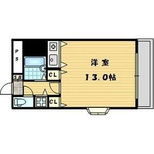 シャトレ豊津II(1K/1階)の間取り写真